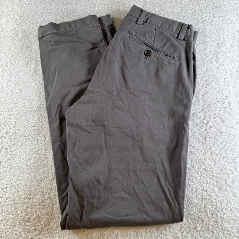 Brooks Brothers Chinos Mens 32x32 Grey Excellent Red Fleece Cotton Twill Pants